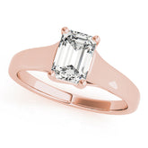 1 ctw Emerald Lab Grown Diamond Wide Band Solitaire Engagement Ring in Rose Gold